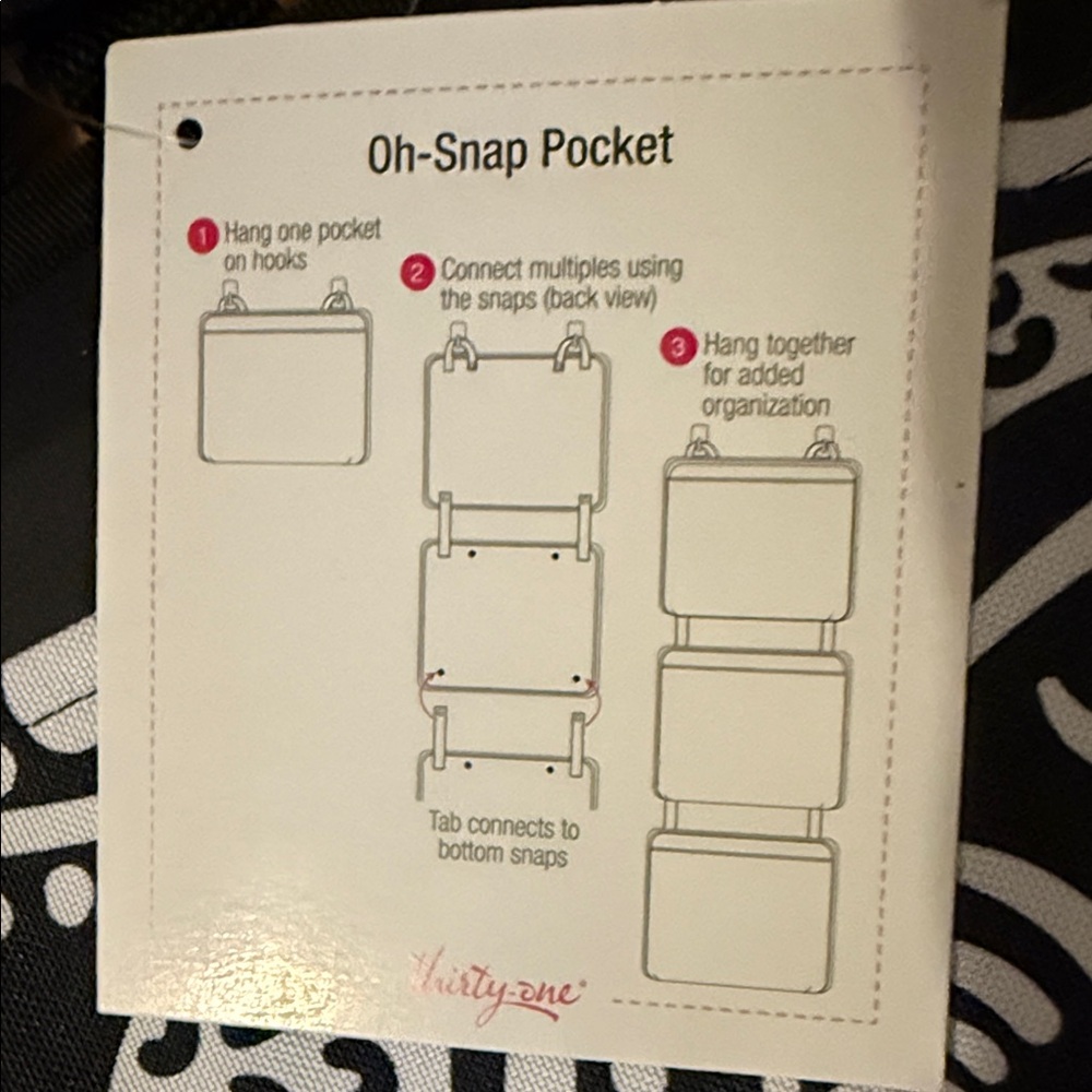 Thirty-One Black and White Paisley Oh Snap Pocket Organizer for Car - Picture 2 of 8
